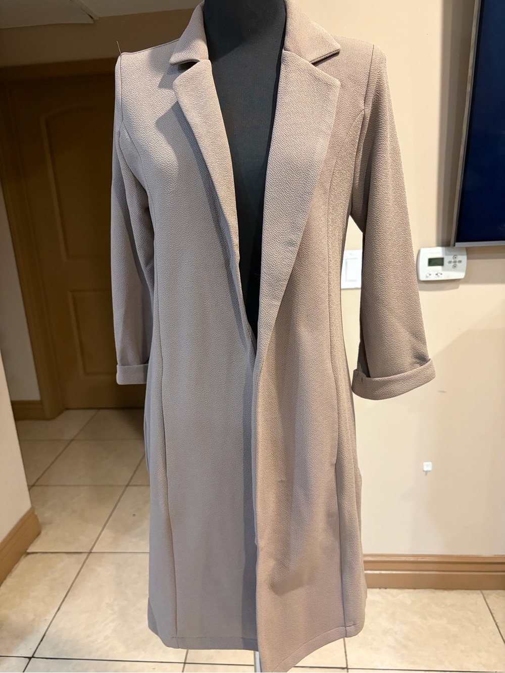 Women’s Long Trench Coat in Taupe